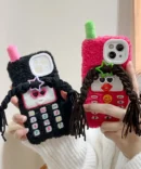 Plush Retro Telephone Braided Sunglasses Girl Case