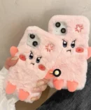 Fuzzy Wuzzy Cartoon Plush Phone Case - Snuggle-Soft & Shockproof for iPhone 15 to 7 Plus & More!