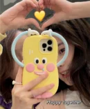 Heart-Hugging Cartoon Design iPhone Case